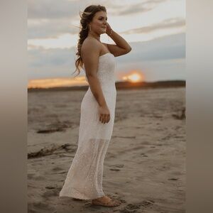 Vintage Silk full length Sean Collections white embellished dress